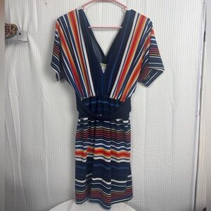 Moon Collection Colorful Striped Backless Dress